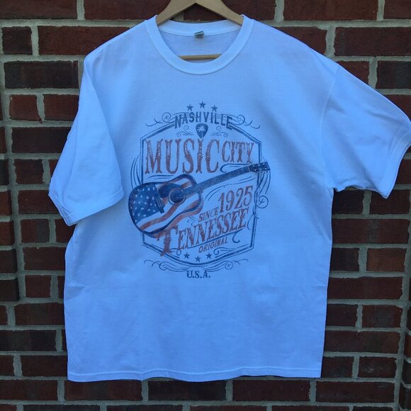 Oversized Graphic Tee Shirt Nashville Music City Adult XL White Country Western - Picture 2 of 9